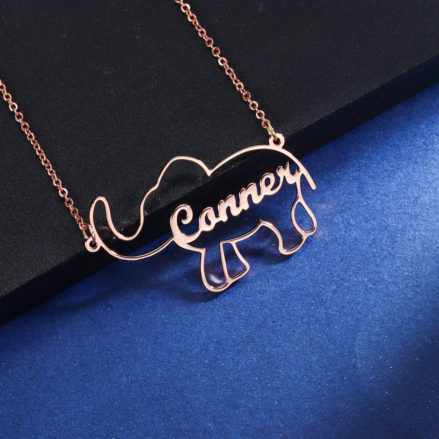 Custom Elephant Name Necklace QN21110