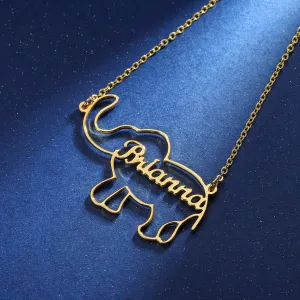 Custom Elephant Name Necklace QN21110