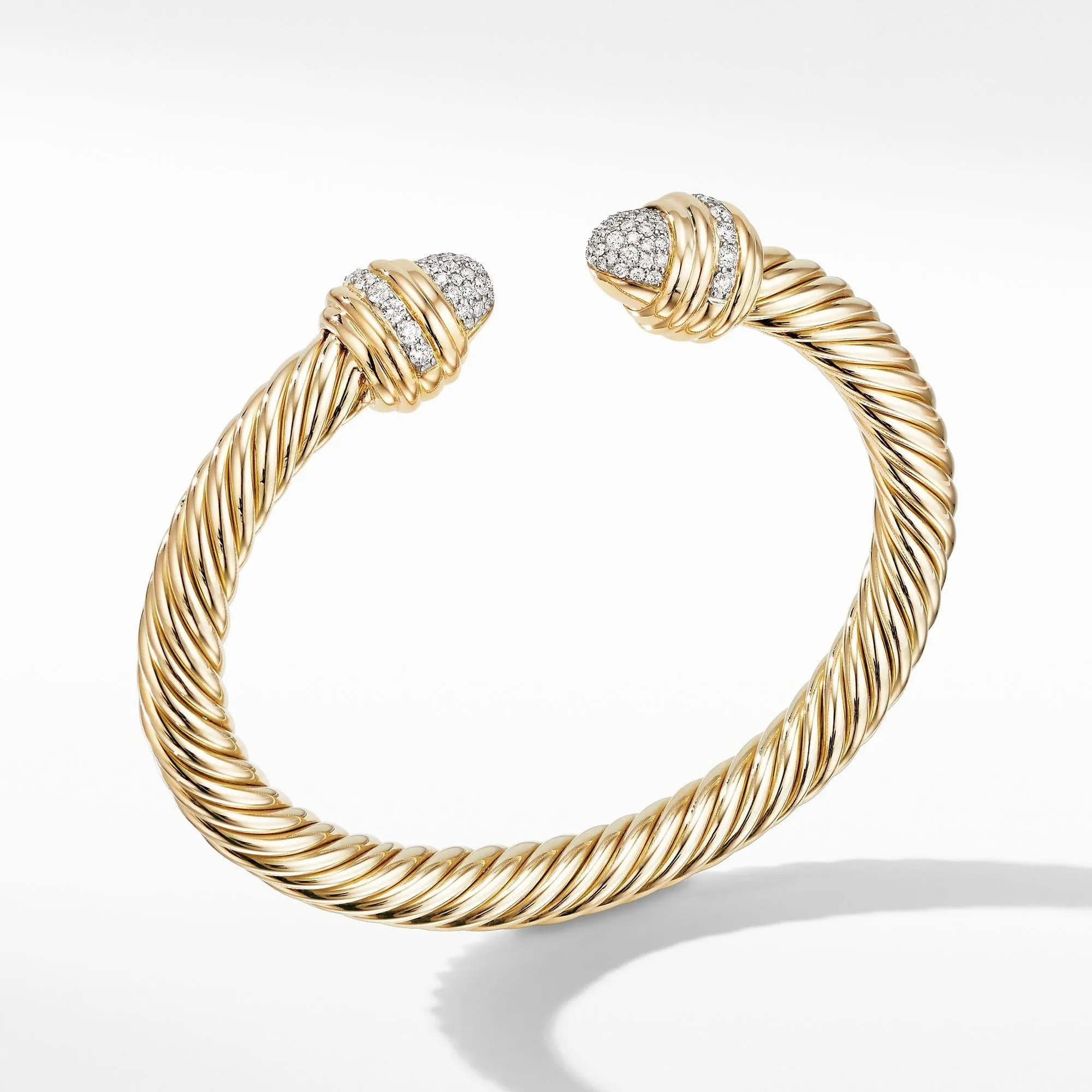 David Yurman Cable Bracelet in 18k Yellow with Diamonds, 7mm