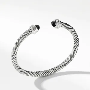 David Yurman Cable Classic Collection Bracelet with Black Onyx and Diamonds, 5mm - Medium