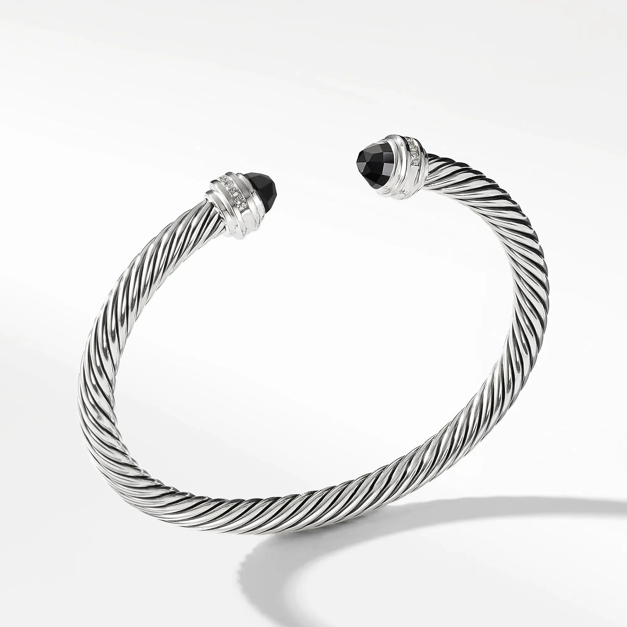 David Yurman Cable Classic Collection Bracelet with Black Onyx and Diamonds, 5mm - Medium