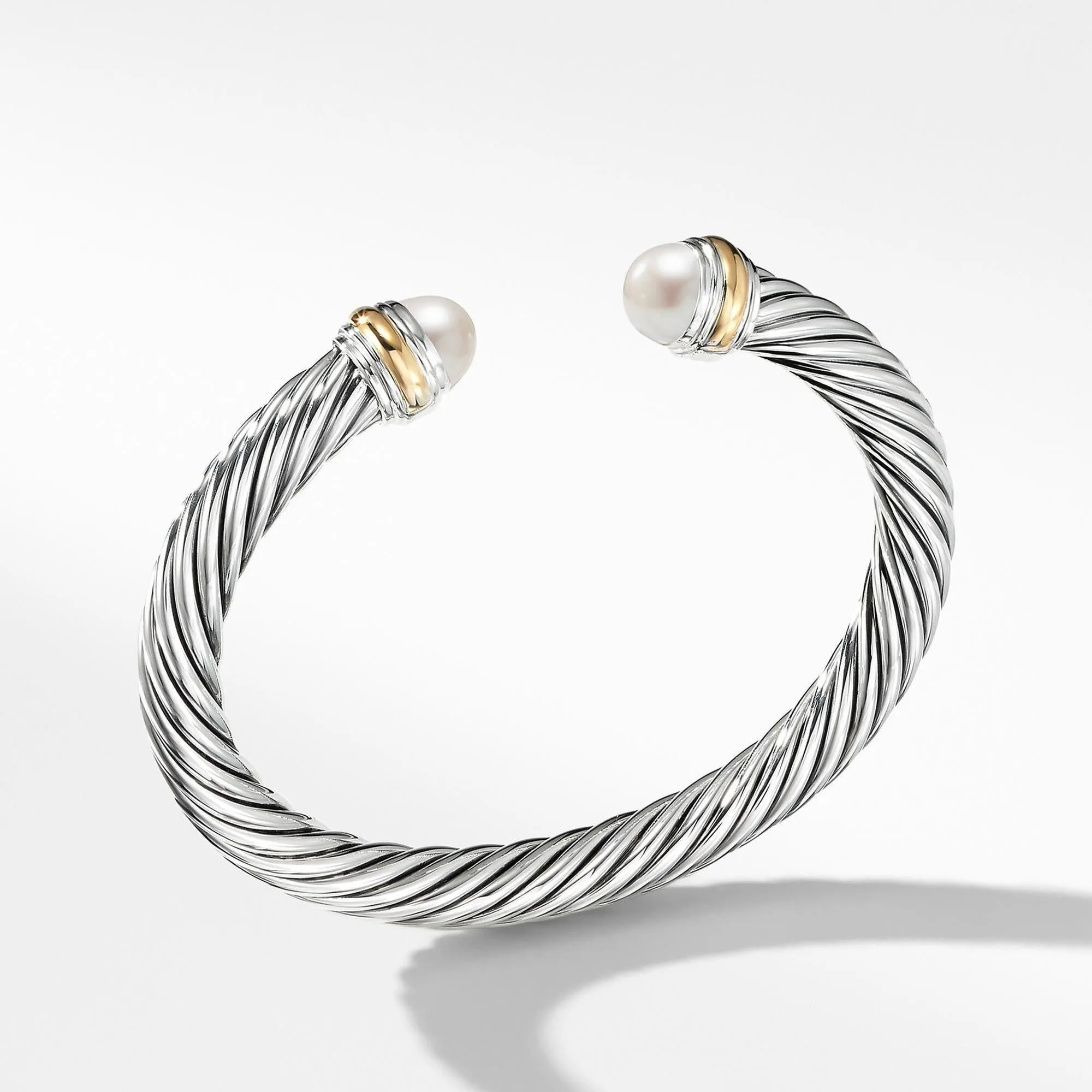 David Yurman Cable Classic Collection Bracelet with Pearls and 14k Yellow Gold, 7mm - Medium