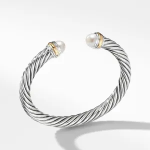 David Yurman Cable Classic Collection Bracelet with Pearls and 14k Yellow Gold, 7mm - Medium