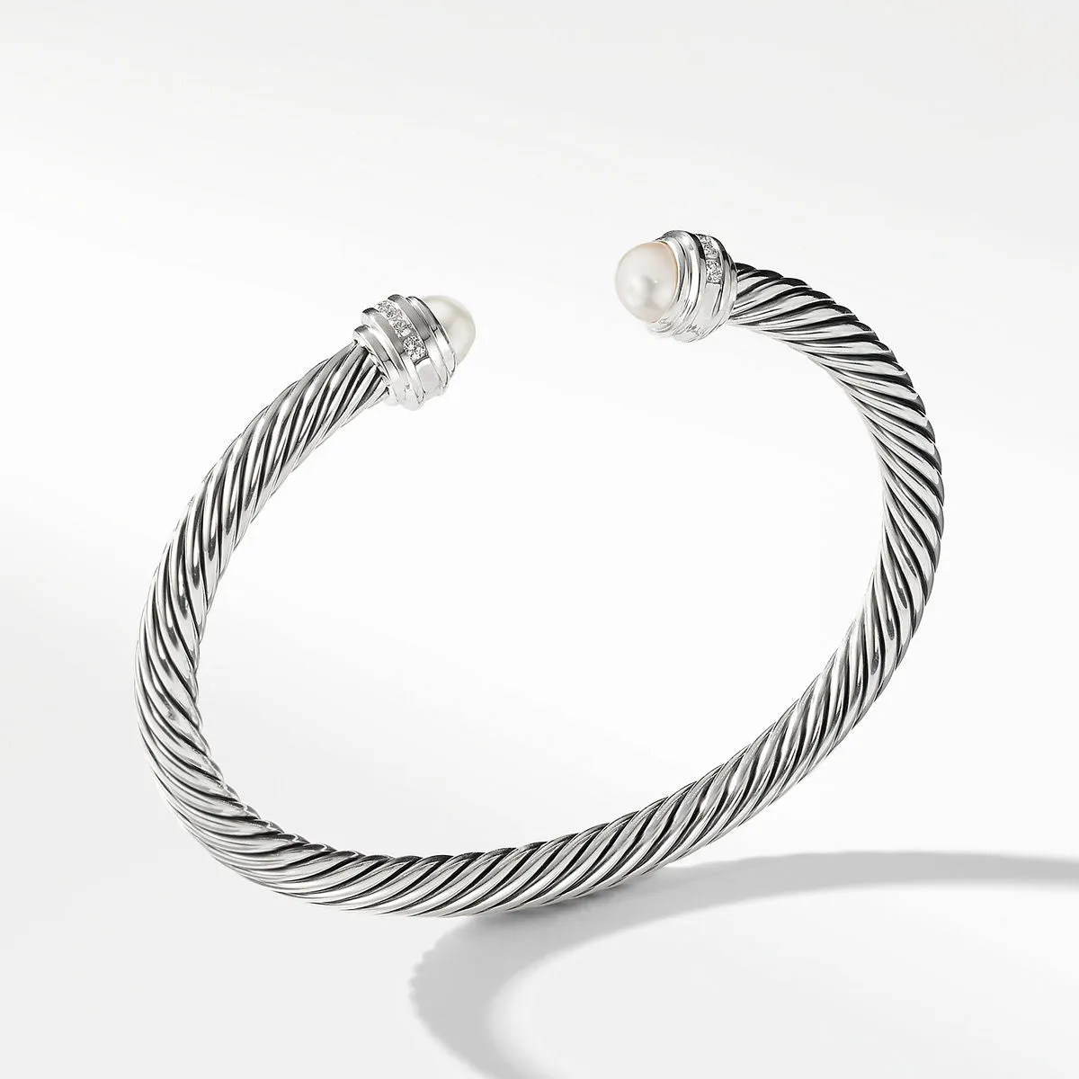 David Yurman Cable Classics Collection Bracelet with Pearls and Diamonds - Large