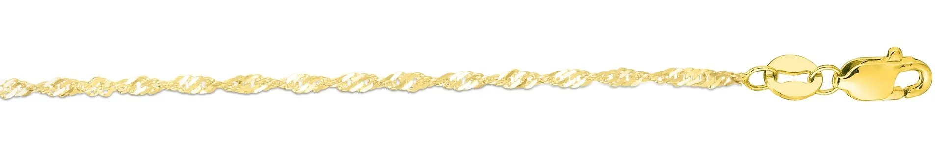 Delicate 1.3mm Singapore Chain 18” Necklace in 14k Yellow Gold
