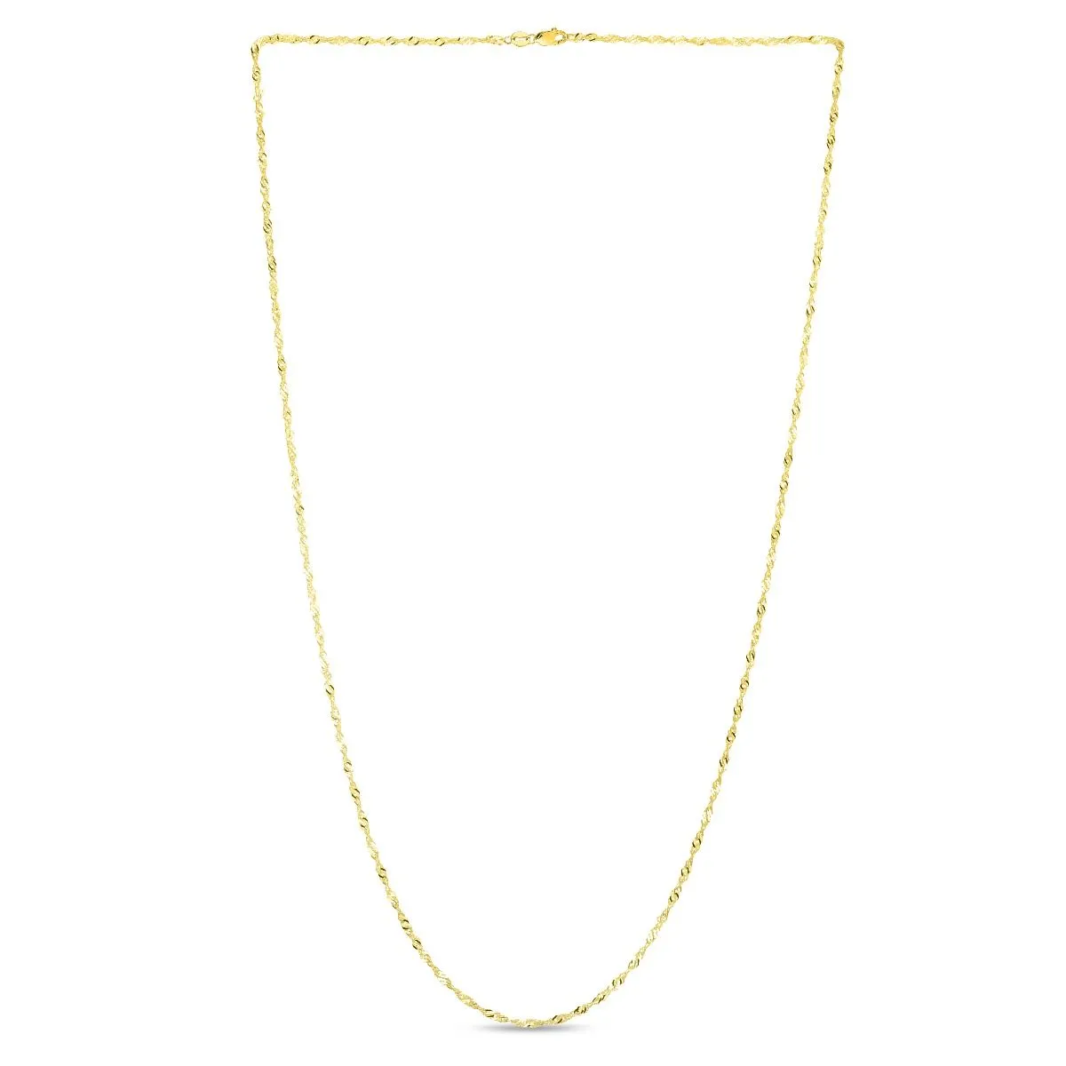 Delicate 1.3mm Singapore Chain 18” Necklace in 14k Yellow Gold