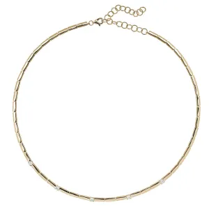 Diamond & Gold Baby Bar Necklace
