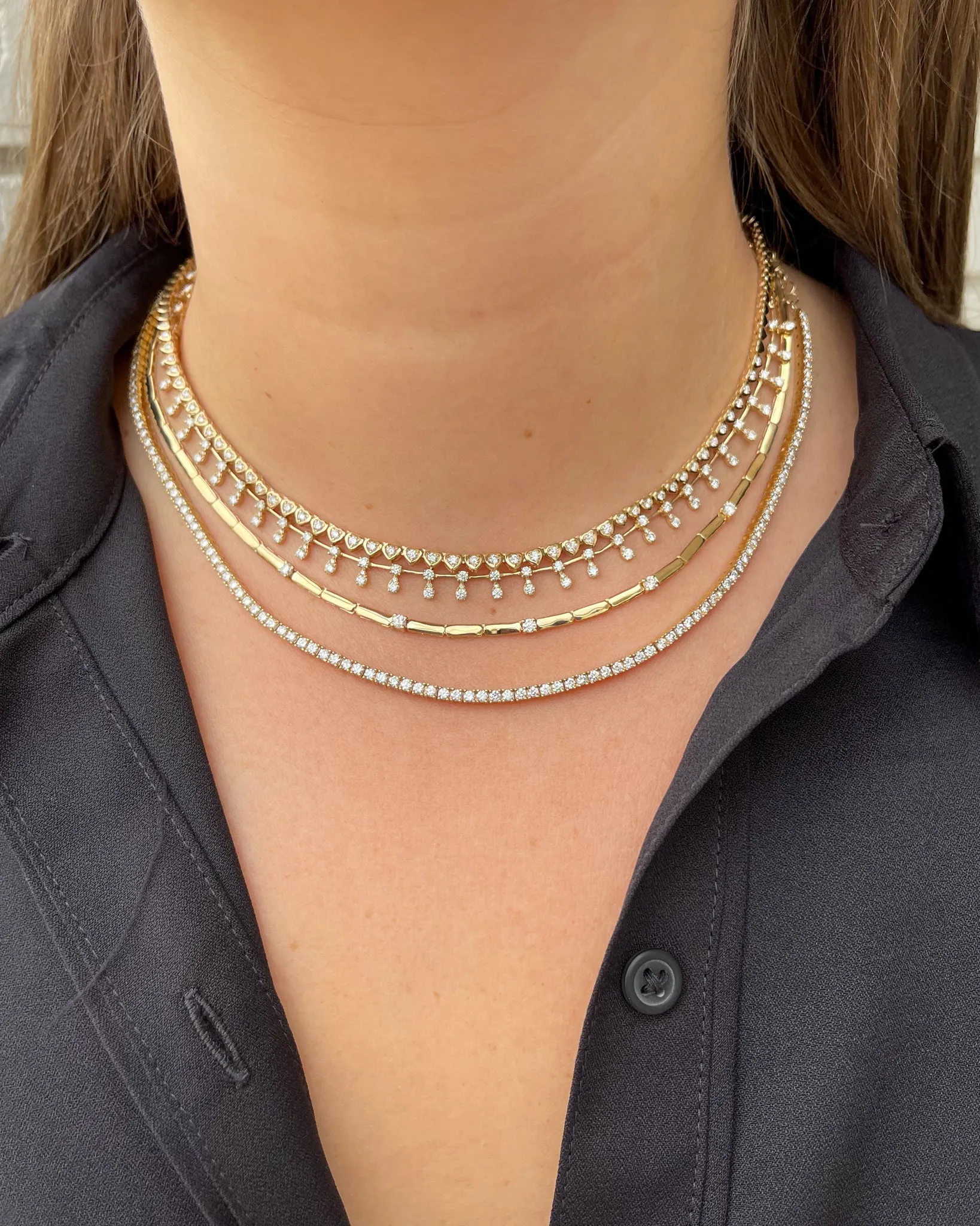 Diamond & Gold Baby Bar Necklace