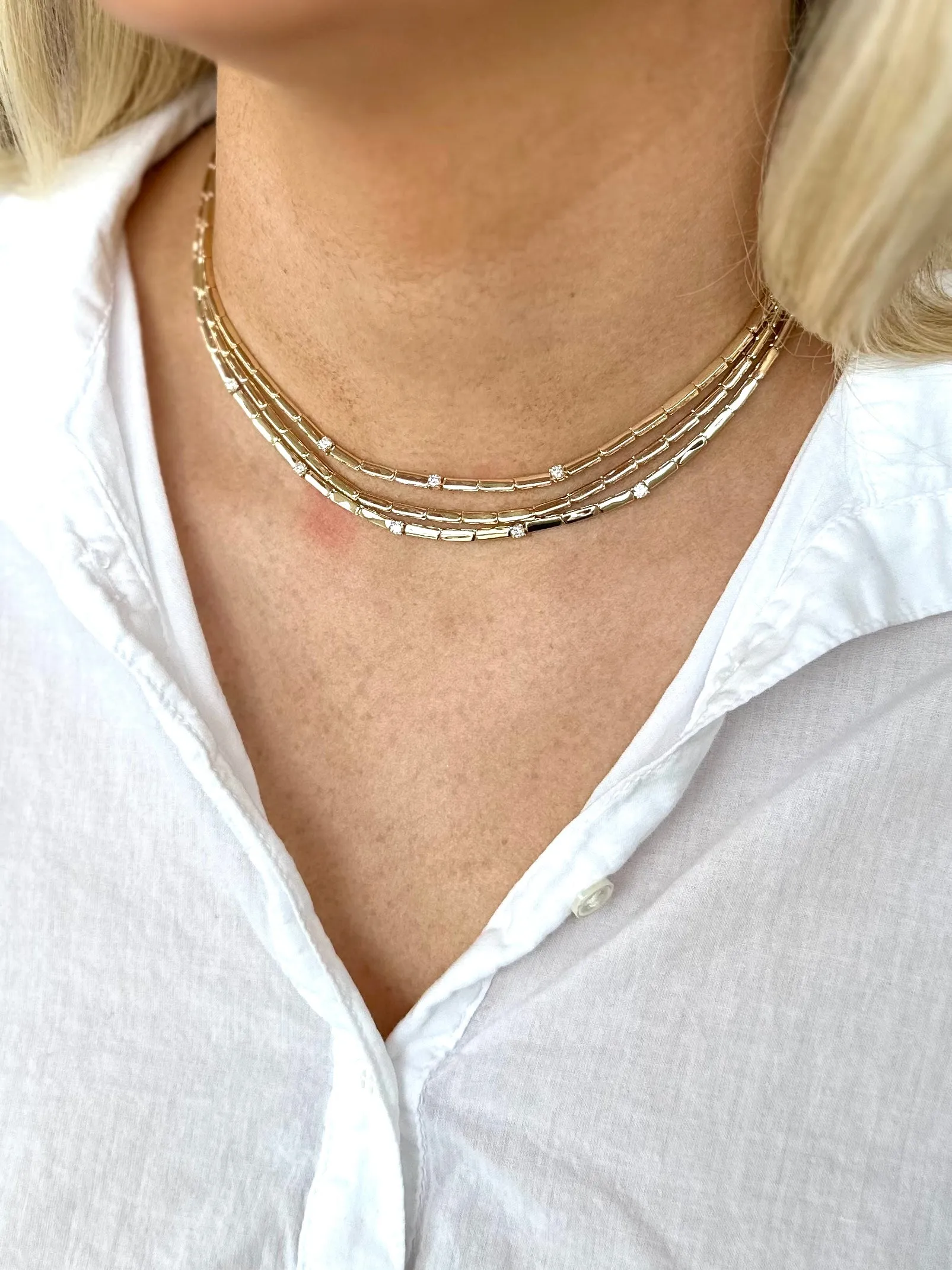 Diamond & Gold Baby Bar Necklace