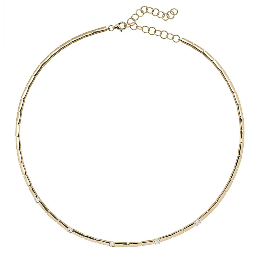 Diamond & Gold Baby Bar Necklace