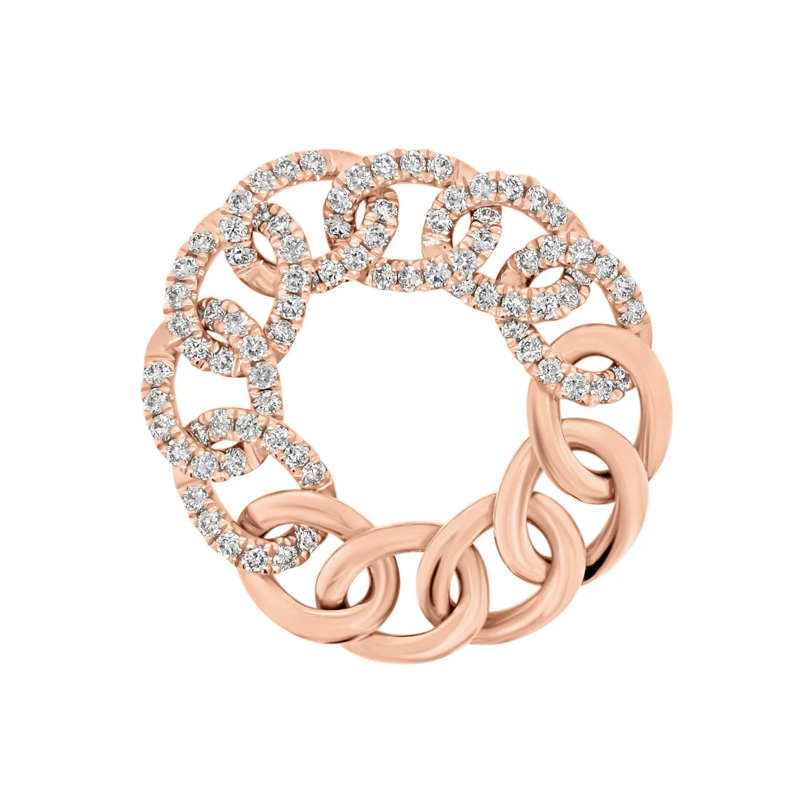 Diamond & Gold Curb Flexible Chain Ring