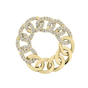 Diamond & Gold Curb Flexible Chain Ring