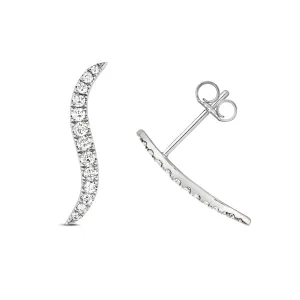 Diamond Ear Climbers Earrings - 9k White Gold