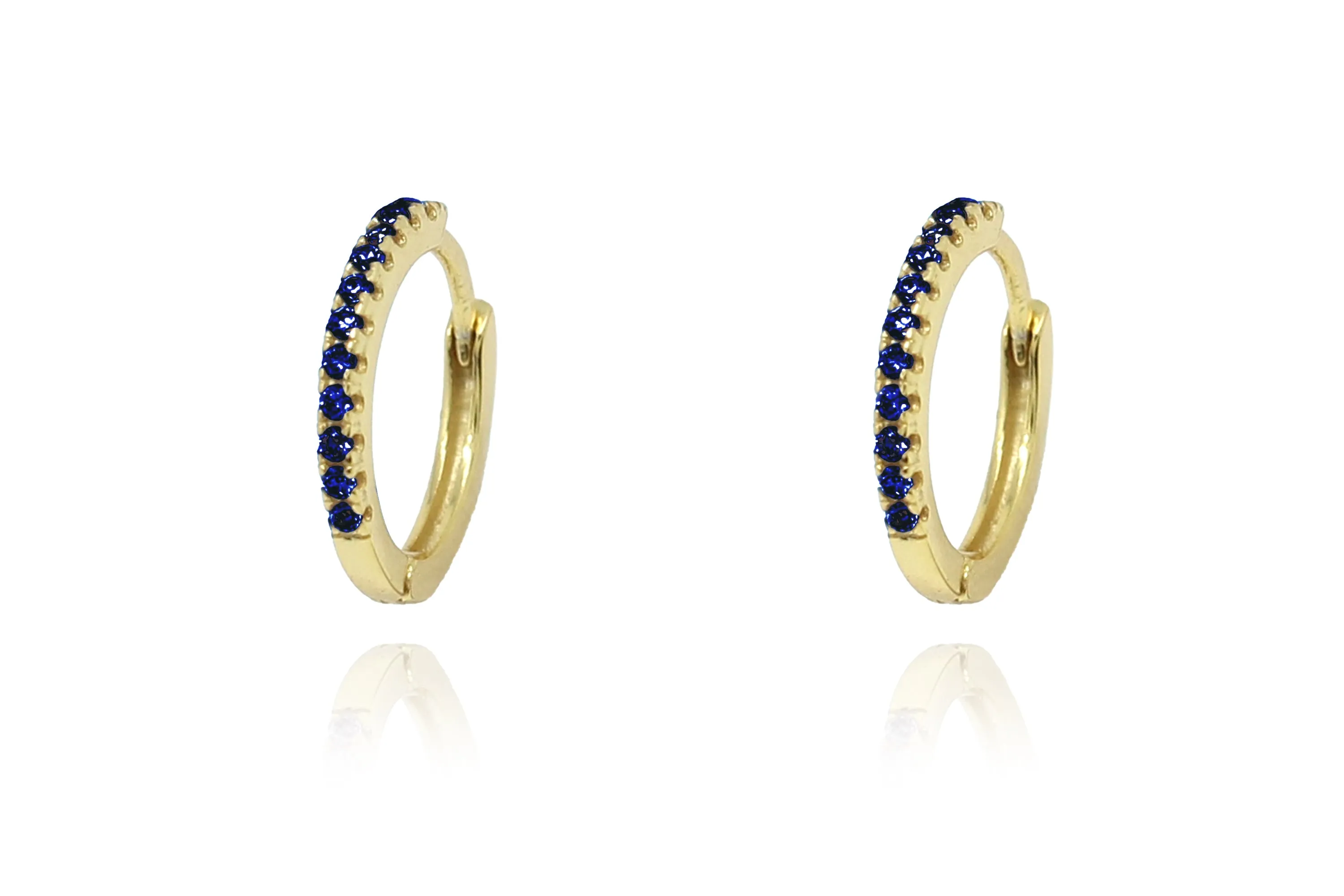 Dorval Sapphire CZ Gold Hoop Huggies Earrings