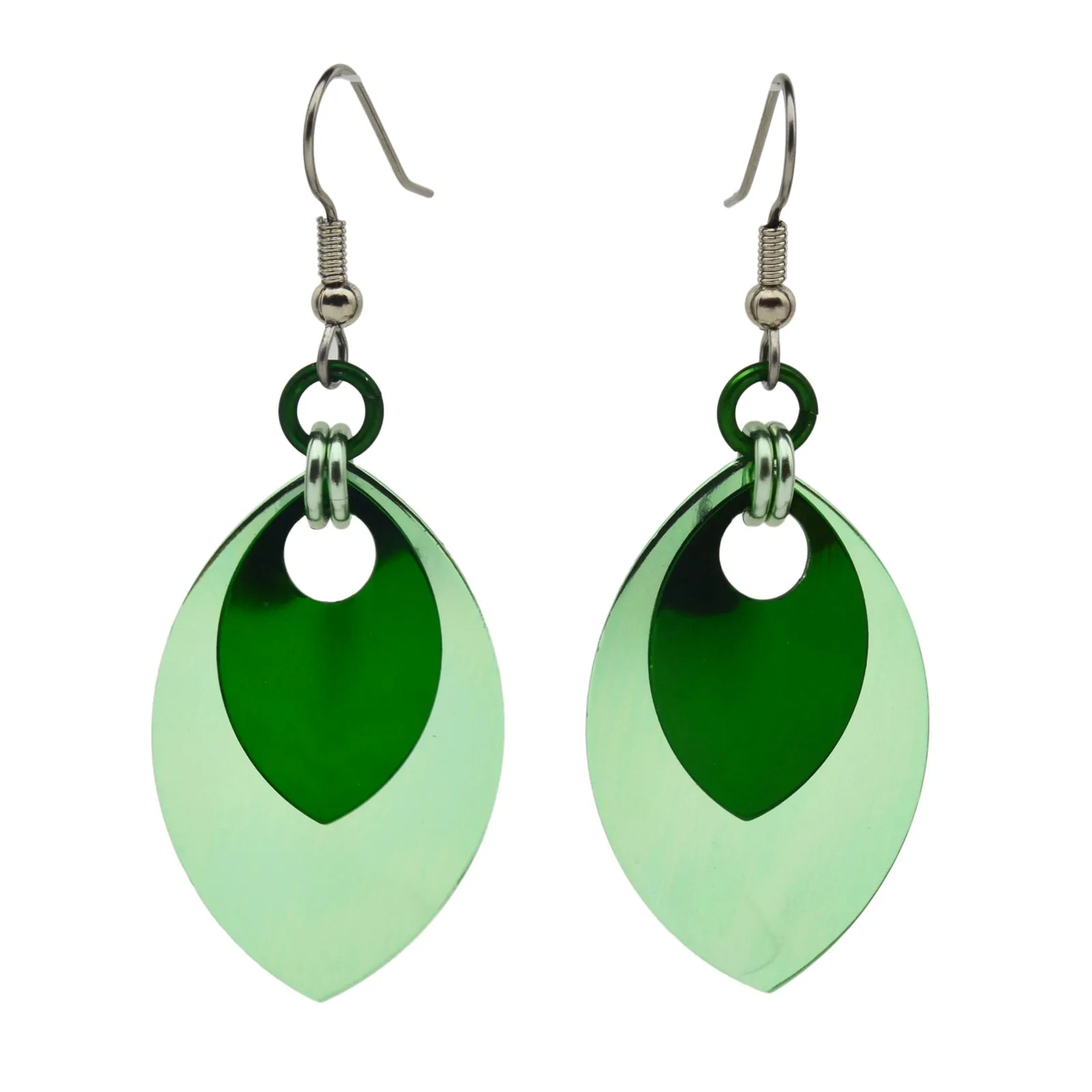 Double Leaf Earrings - Seafoam & Green