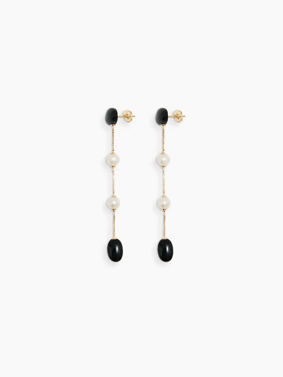 Dualism Long Earrings - Gold