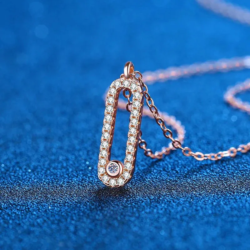 Elegant & Contemporary Moissanite Pendant Necklace in 18K Rose Gold Plating