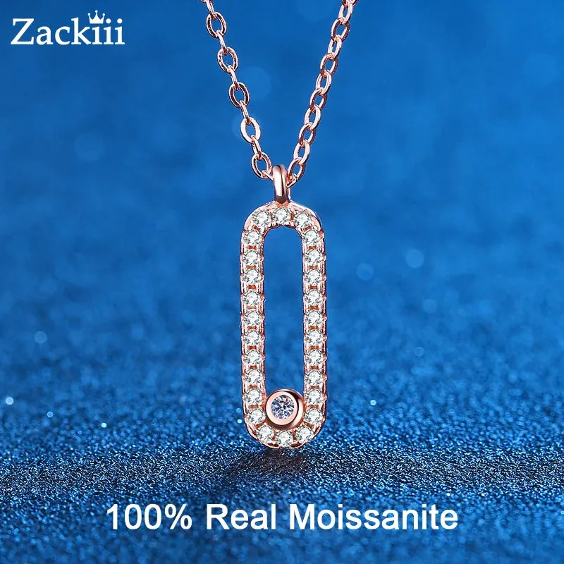 Elegant & Contemporary Moissanite Pendant Necklace in 18K Rose Gold Plating