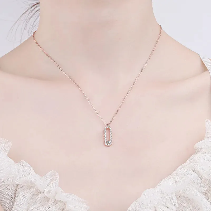 Elegant & Contemporary Moissanite Pendant Necklace in 18K Rose Gold Plating