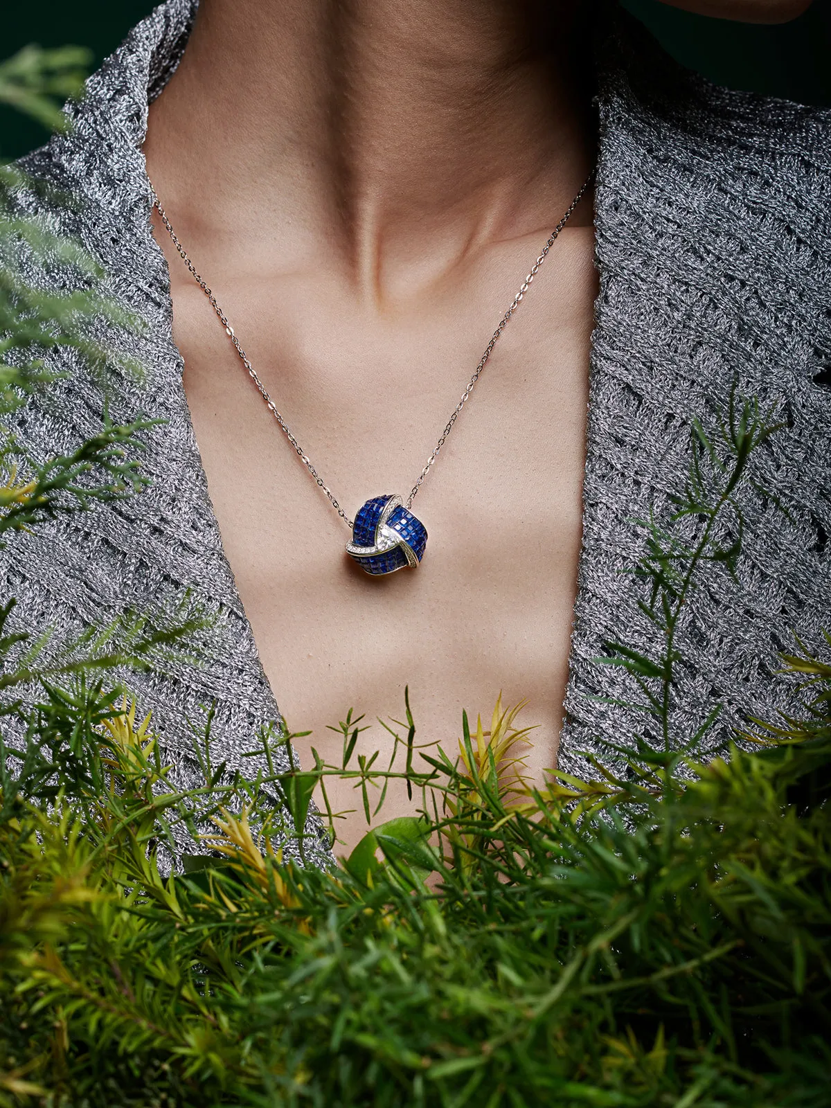 Enchanted Triad Blossom Pendant With Silver Chain