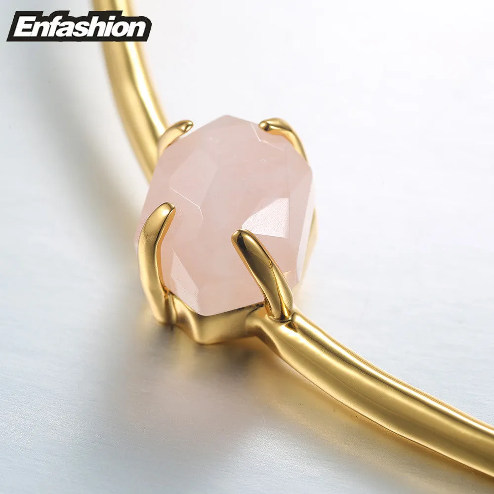 Enfashion Classic Pink Purple Crystal Chokers Necklaces Pendants Gold color Choker Necklace For Women Jewelry Collier