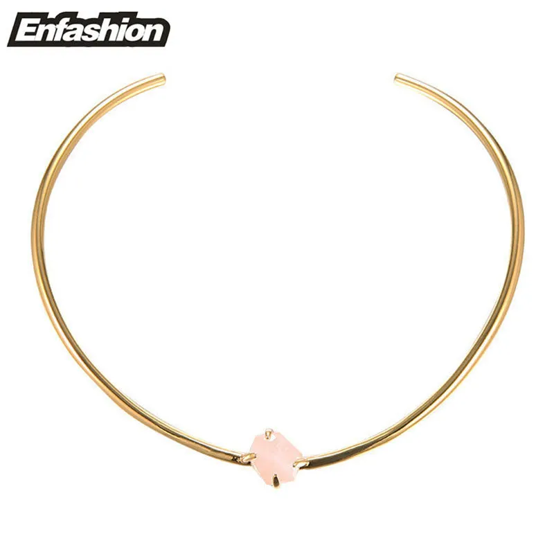 Enfashion Classic Pink Purple Crystal Chokers Necklaces Pendants Gold color Choker Necklace For Women Jewelry Collier