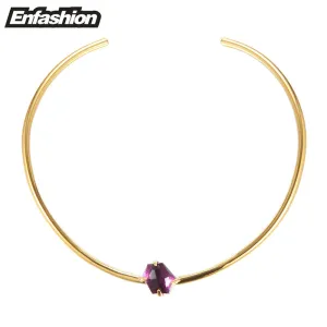 Enfashion Classic Pink Purple Crystal Chokers Necklaces Pendants Gold color Choker Necklace For Women Jewelry Collier
