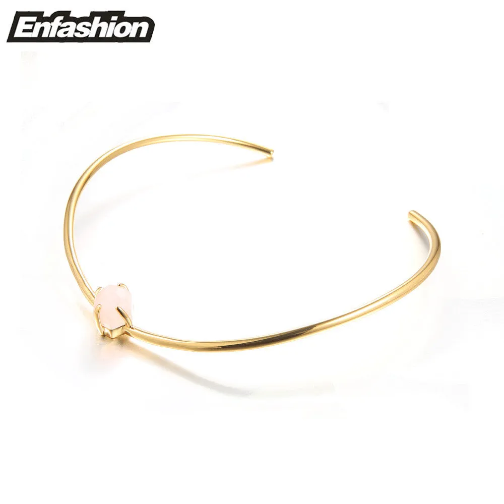 Enfashion Classic Pink Purple Crystal Chokers Necklaces Pendants Gold color Choker Necklace For Women Jewelry Collier