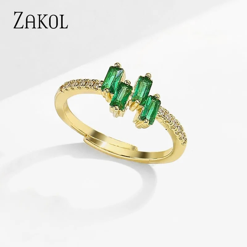 Eternity Luxury Green Stackable Chic Rings for Women Statement Finger Ring