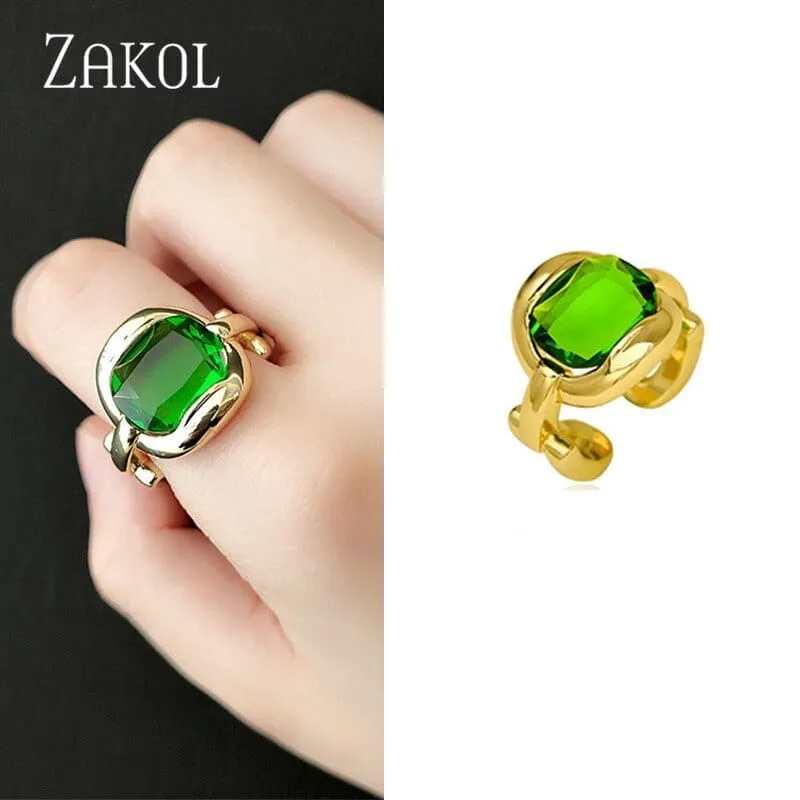 Eternity Luxury Green Stackable Chic Rings for Women Statement Finger Ring