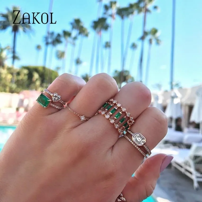 Eternity Luxury Green Stackable Chic Rings for Women Statement Finger Ring