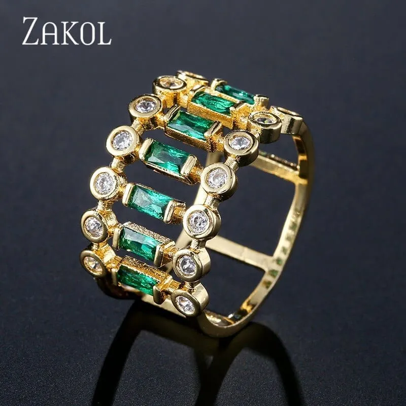 Eternity Luxury Green Stackable Chic Rings for Women Statement Finger Ring
