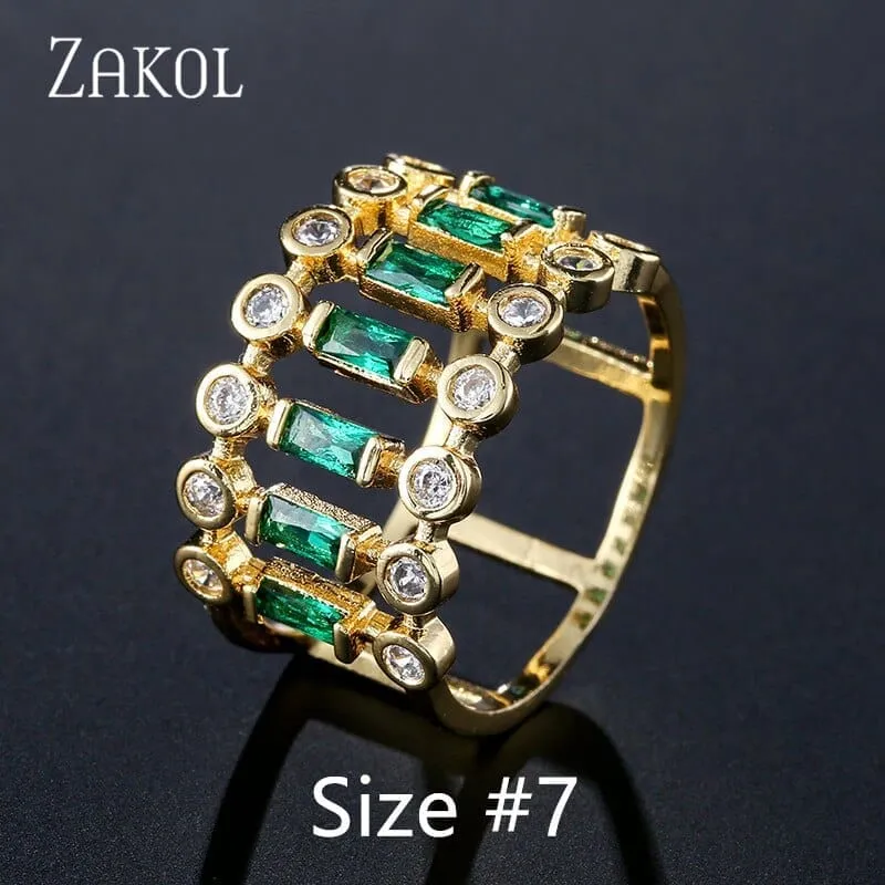 Eternity Luxury Green Stackable Chic Rings for Women Statement Finger Ring