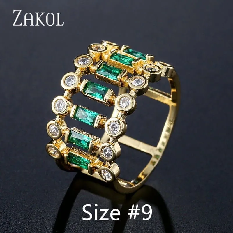 Eternity Luxury Green Stackable Chic Rings for Women Statement Finger Ring
