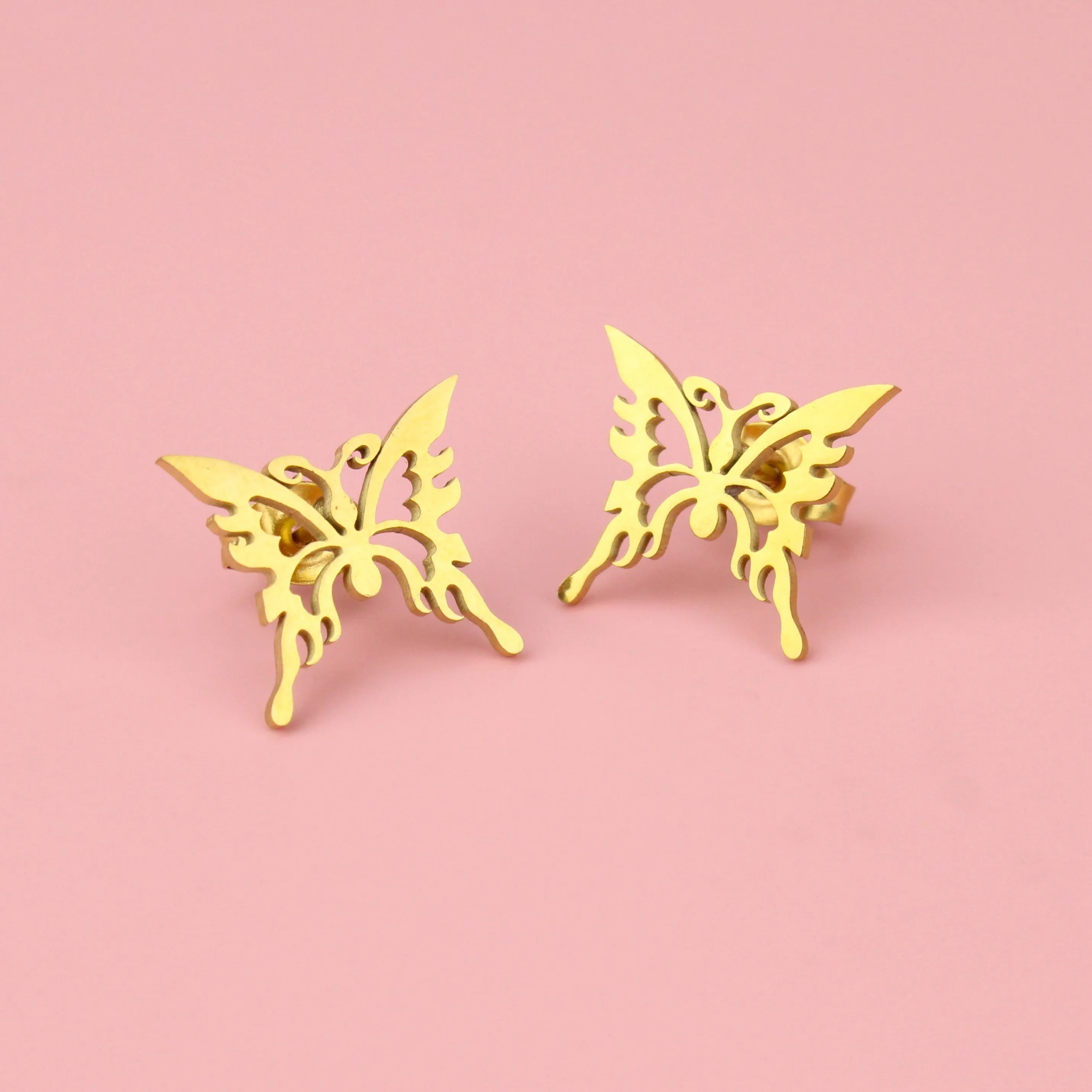 Ethereal Butterfly Stud Earrings (Gold Plated)
