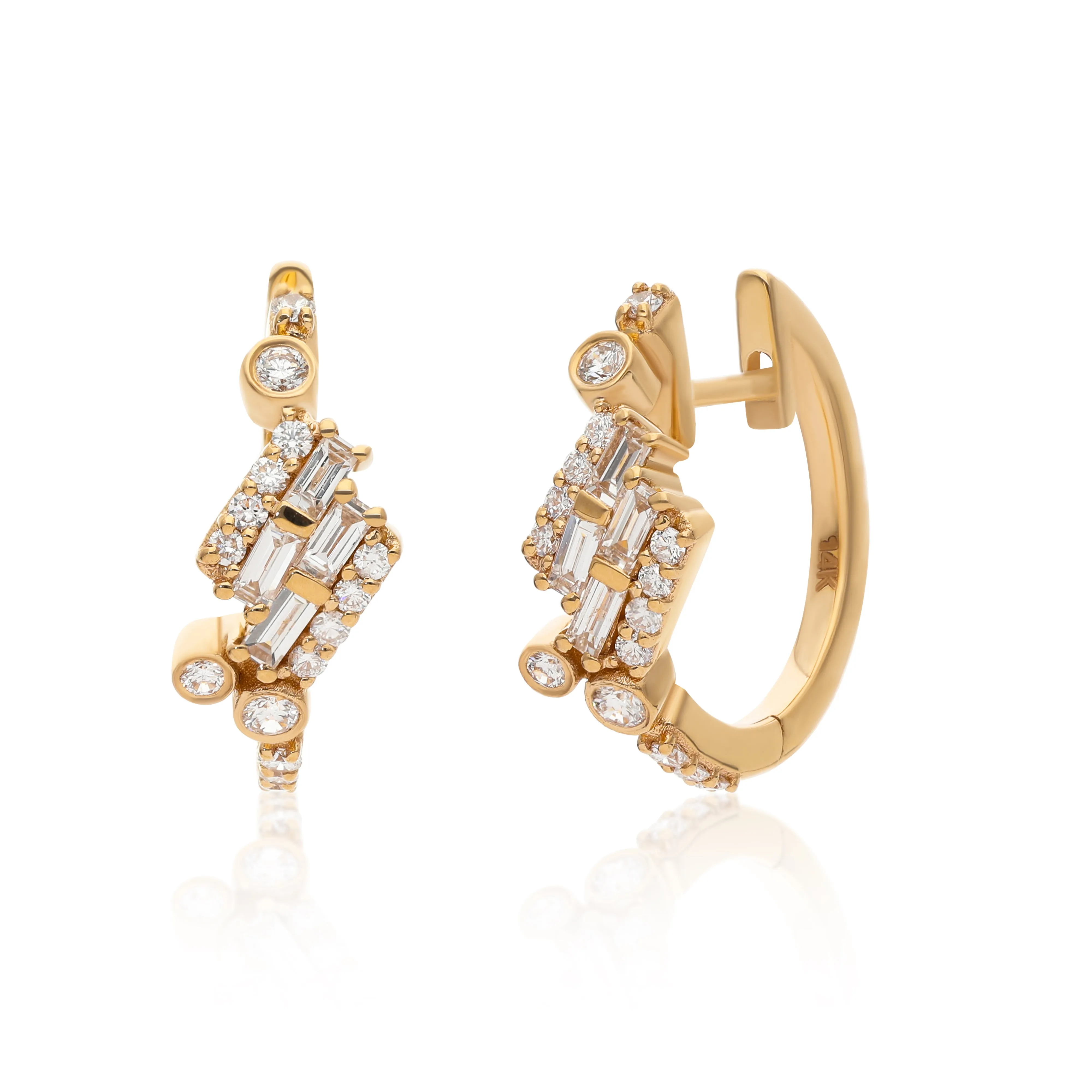 Ethereal Lux 14k Gold Diamond Huggies