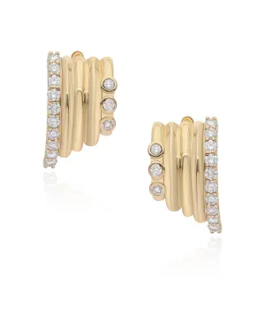 Ethereal Venetian 14k Gold Diamond Huggies