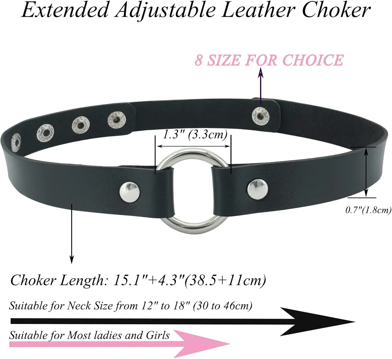 ETHOON Adjustable Leather Choker Collar Soft PU Circle Punk Choker Necklace for Women