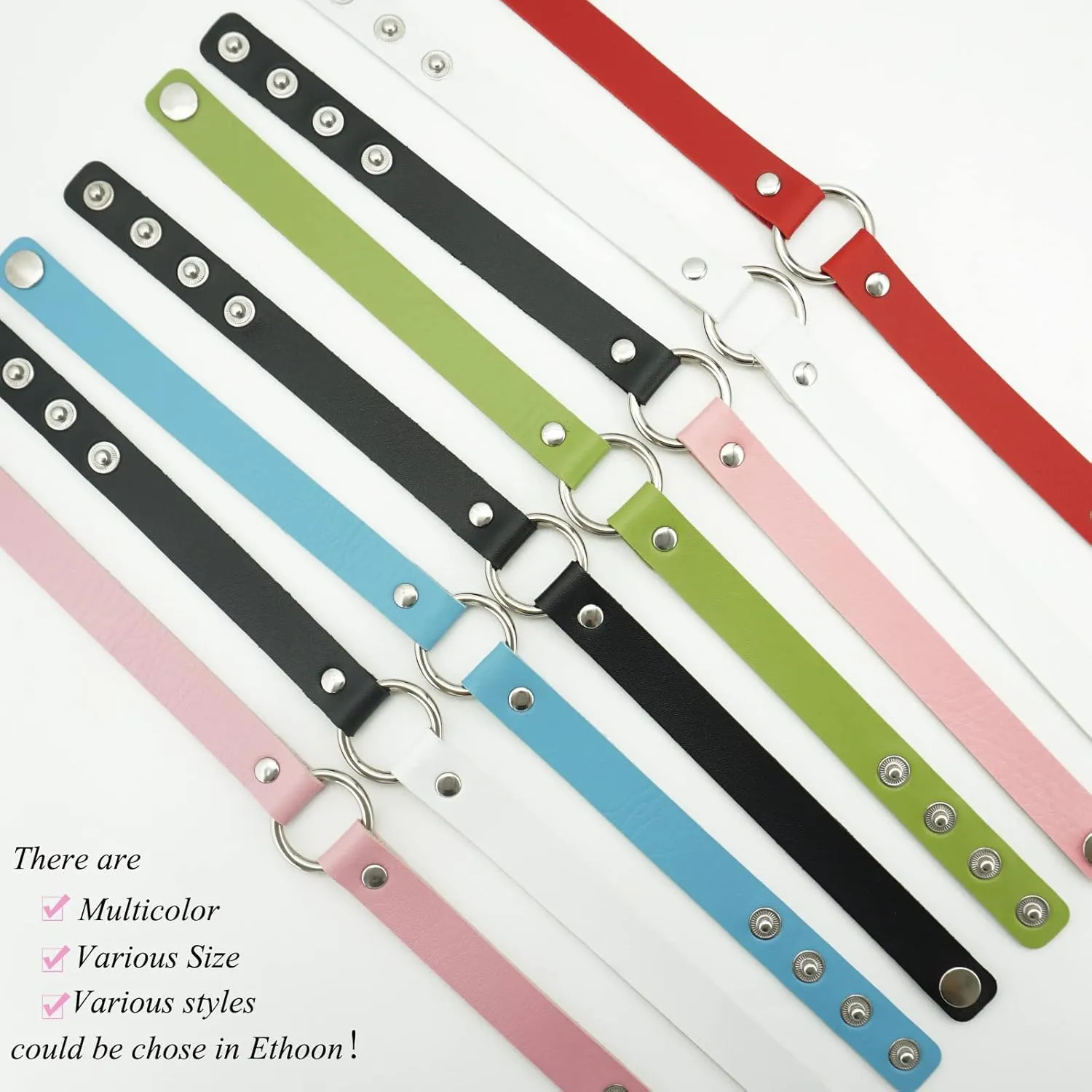 ETHOON Adjustable Leather Choker Collar Soft PU Circle Punk Choker Necklace for Women