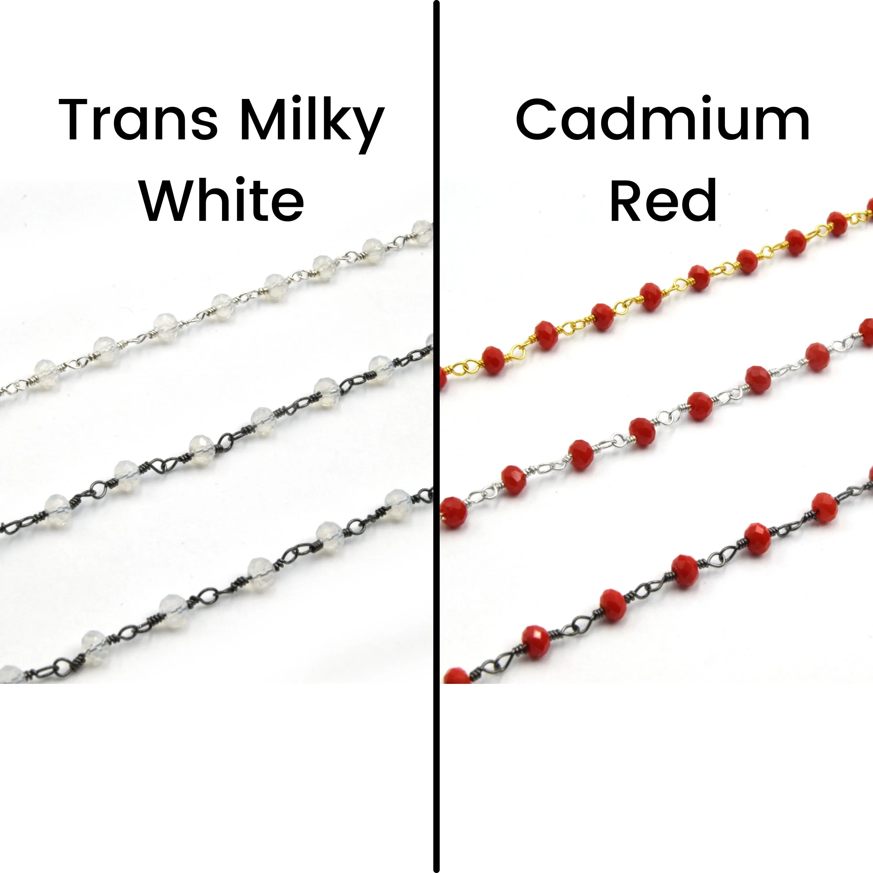 Faceted Crystal Beads Rosary Chain | 2mm x 3mm | Sold by the Foot | Gold, Silver, Gunmetal Beaded Chain | Chain for Jewelry Making