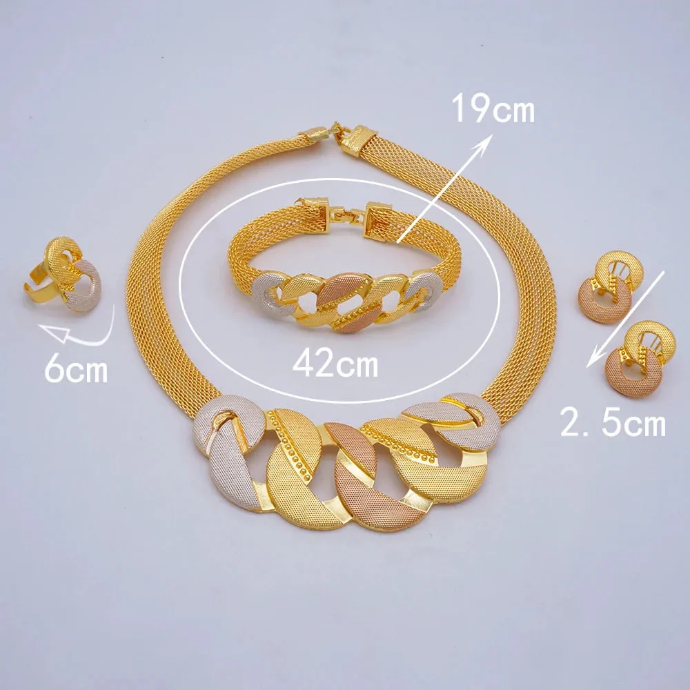 Fashion Dubai African Chokers  Unique Necklace Earrings Bracelet Ring Sets