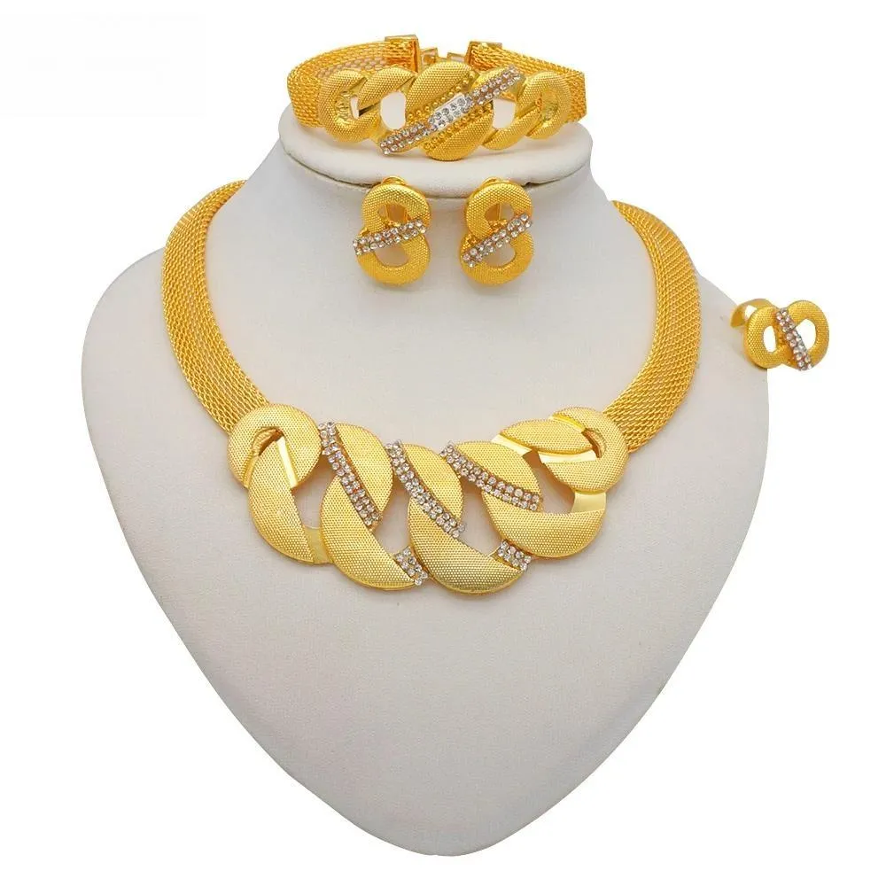 Fashion Dubai African Chokers  Unique Necklace Earrings Bracelet Ring Sets