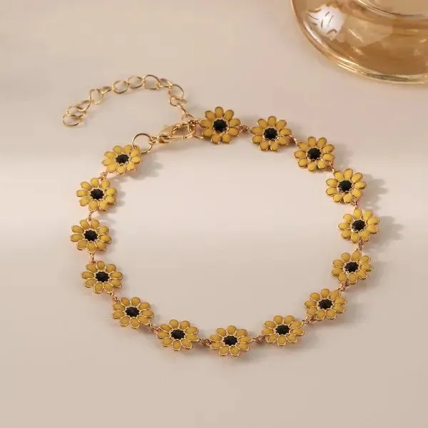 Fashion Sweet Flower Daisy Bracelet for Women Girl Y2K Accessories Boho Colorful Beads Summer Jewelry