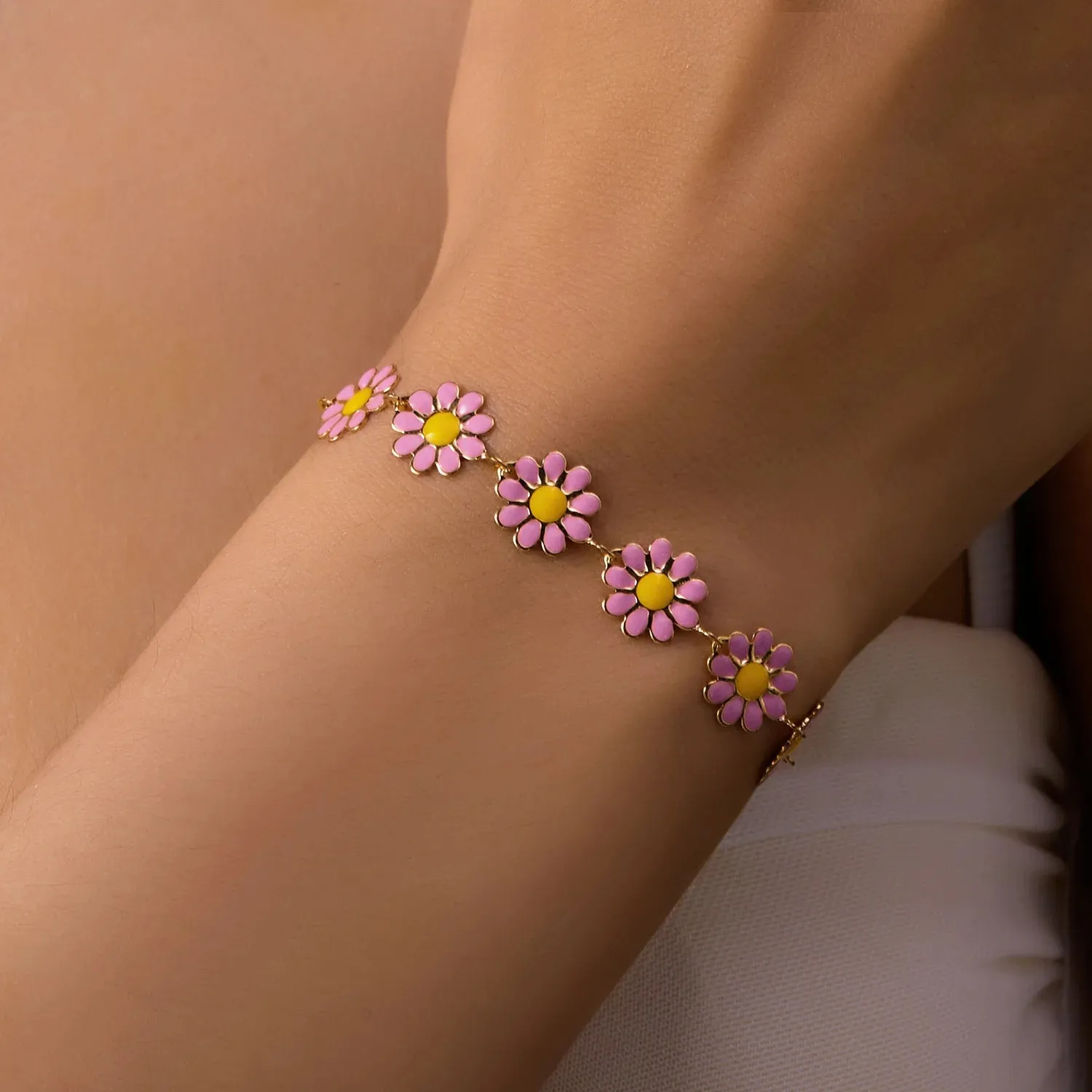Fashion Sweet Flower Daisy Bracelet for Women Girl Y2K Accessories Boho Colorful Beads Summer Jewelry