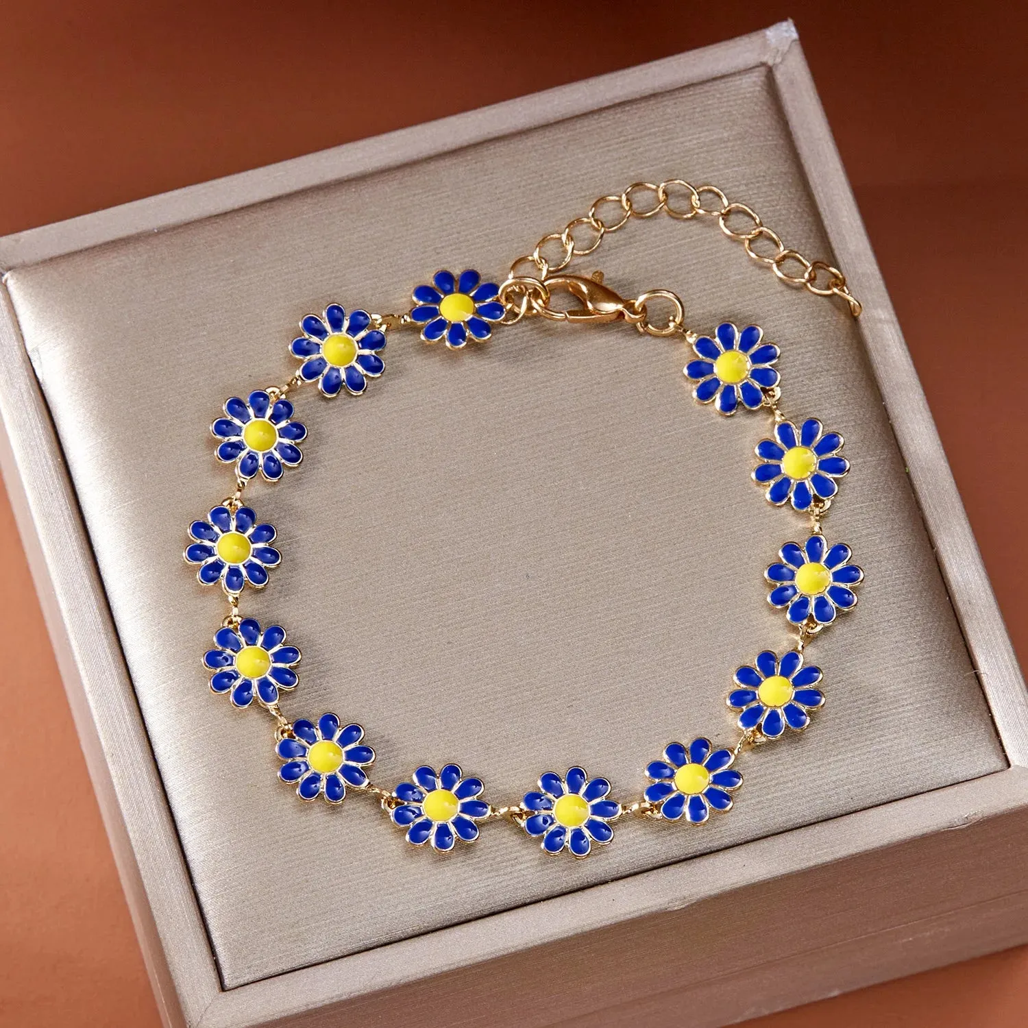 Fashion Sweet Flower Daisy Bracelet for Women Girl Y2K Accessories Boho Colorful Beads Summer Jewelry