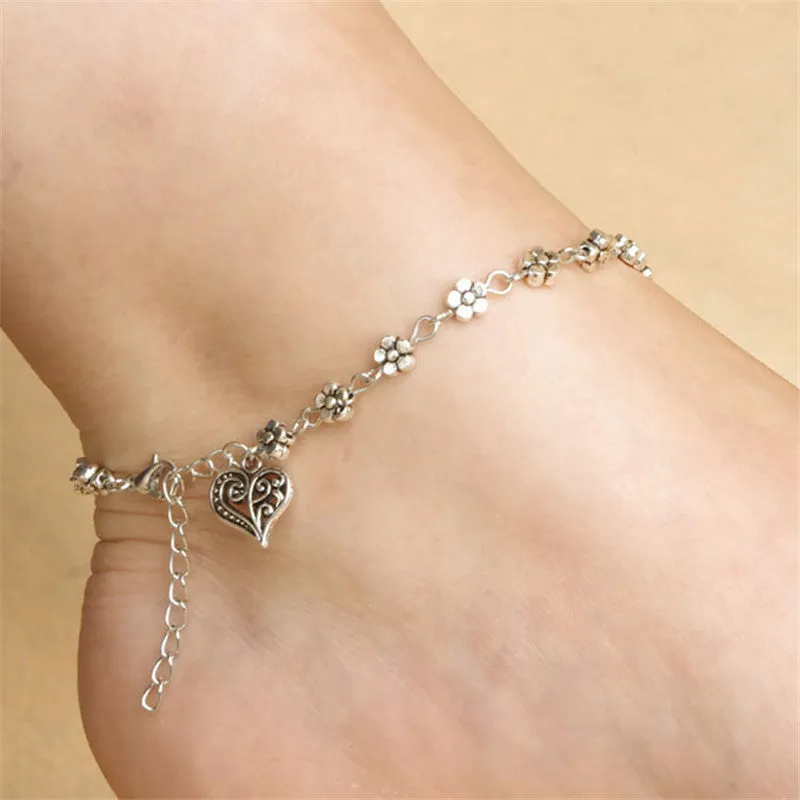 Flower Anklet Bracelet for Women Bohemia Style Beach Leg Chain