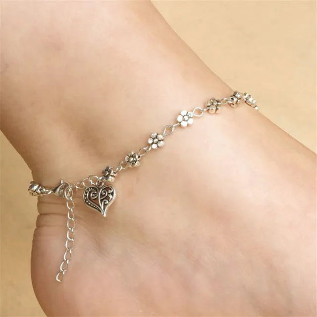 Flower Anklet Bracelet for Women Bohemia Style Beach Leg Chain