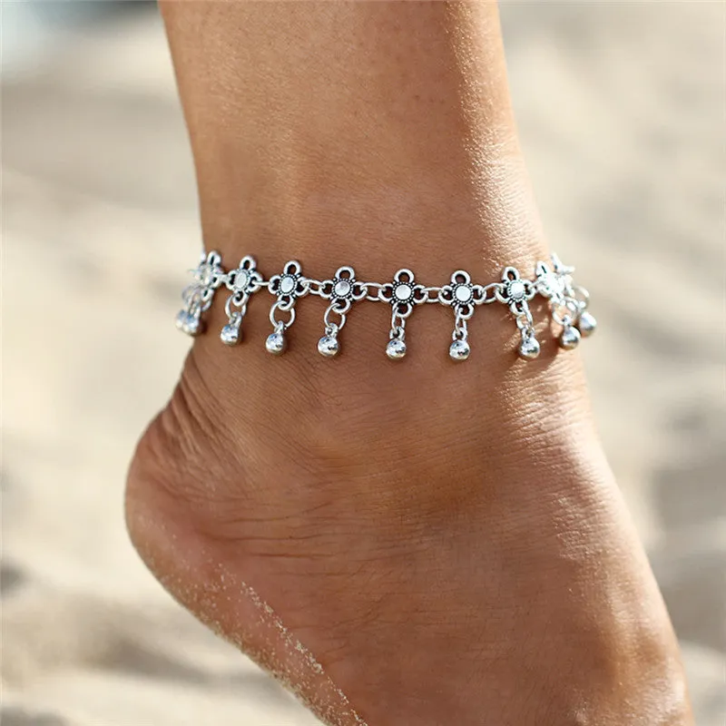 Flower Anklet Bracelet for Women Bohemia Style Beach Leg Chain