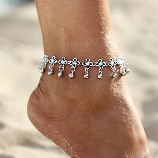 Flower Anklet Bracelet for Women Bohemia Style Beach Leg Chain