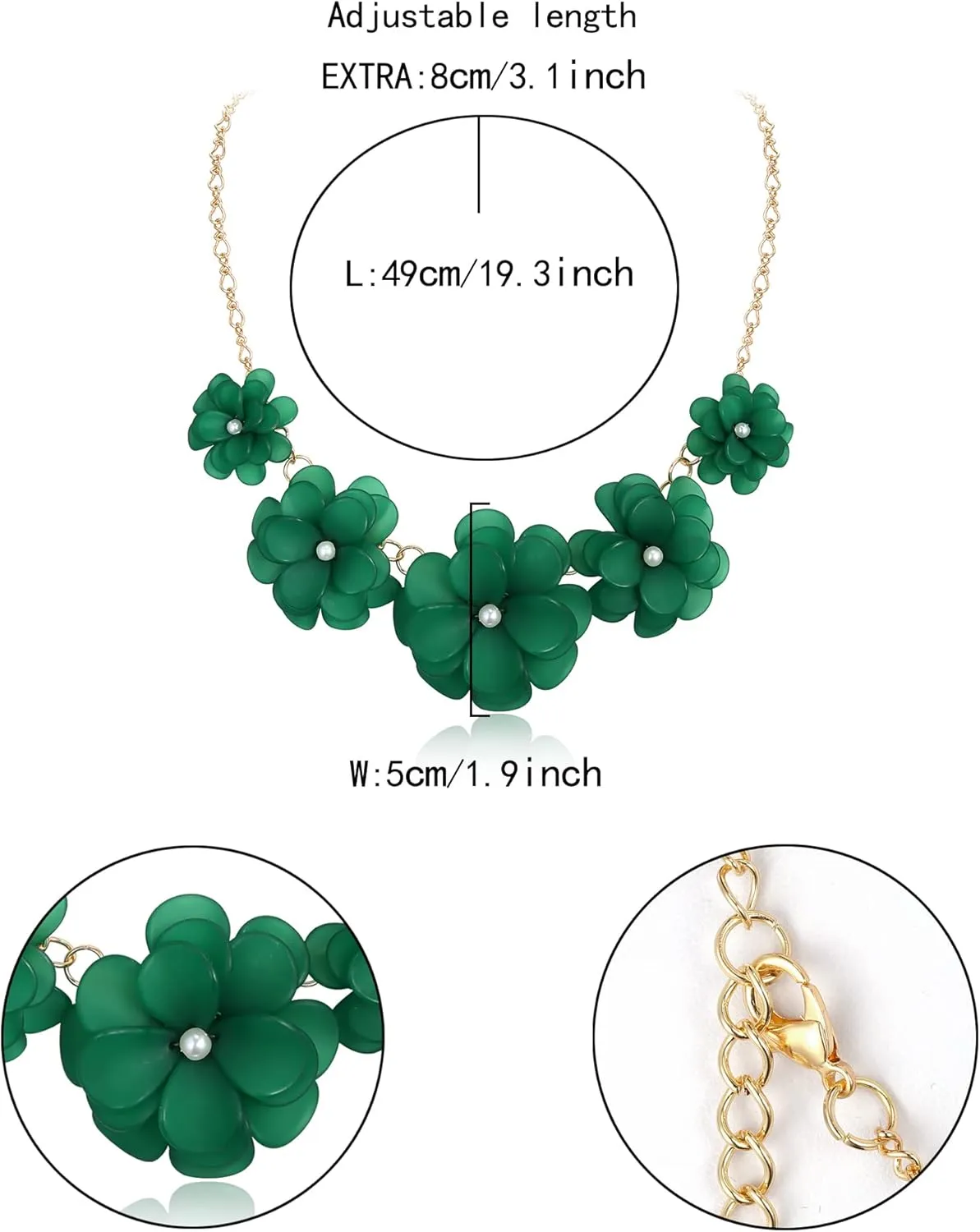 Flyonce Flower Collar Necklace, Floral Flowers Statement Summer Beach Chokers Necklaces for Women